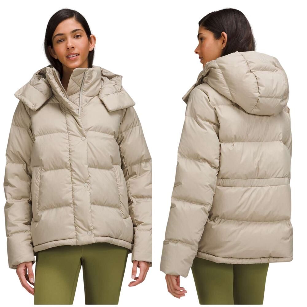 Lululemon Wunder Puff Jacket Raw Linen Tan NEW Size 4 700 Goose Fill Winter Ski